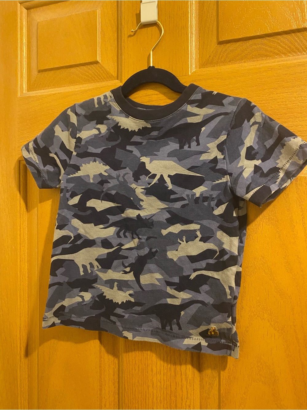 GAP Blue & Gray Dinosaur Camo Short Sleeve Tee